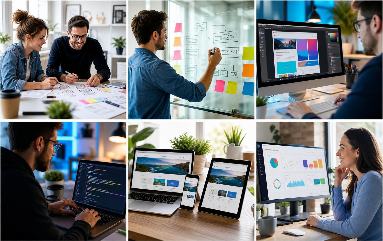 Esquema del flujo de trabajo de un proyecto web, desde la definición hasta la publicación