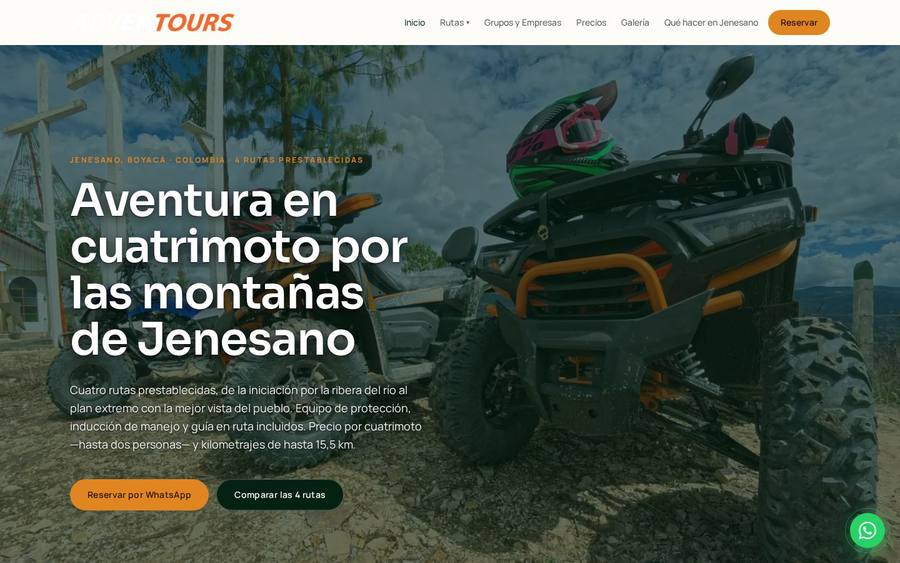 Página web de Alquiler de Cuatrimotos Jenesano desarrollada por Creativo Estudio Web