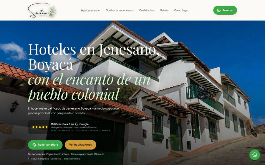 Página web de Hotel Santino desarrollada por Creativo Estudio Web